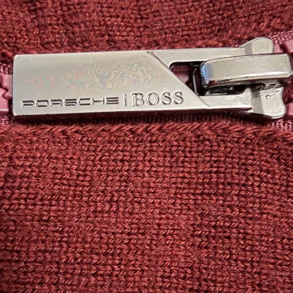 HUGO BOSS Porsche Borselli 1/4 Zip Mock Neck Wool Sweater Mens Small Lightweight